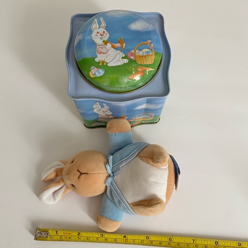Easter Tin and Eden 6” Plush Peter Rabbit Baby Rattle - Picture 11 of 13